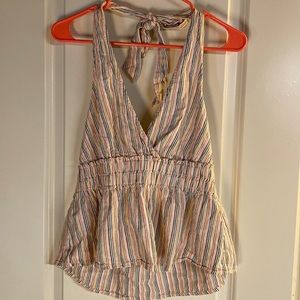 American Eagle Rainbow Linen Halter top size medium